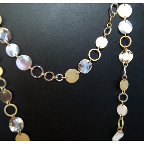 VTG Look 36" Long Mirrored Multi Strand Necklace Halloween Retro Flapper 1920s - Picture 1 of 5